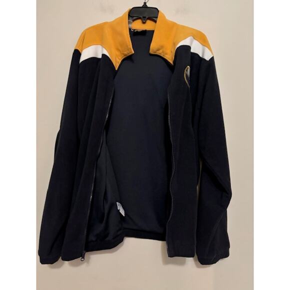 Vtg NHL Old Time Hockey Fleece Jacket Buffalo Sabres Spell Out Stitched Large - Picture 3 of 10